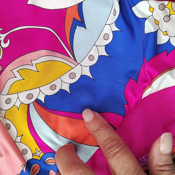 Trina Turk Sevilla Strappy Plunge One Piece Swimsuit Size 12 Multicolor - Picture 8 of 9